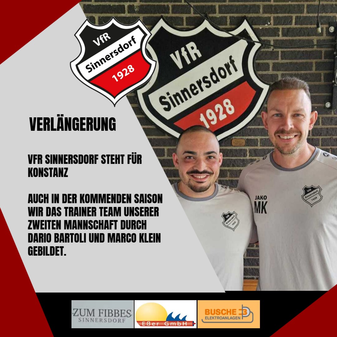 Trainer der 2. Mannschaft vor VfR-Wappen Foto mit Dario Bartolli und Marco Klein