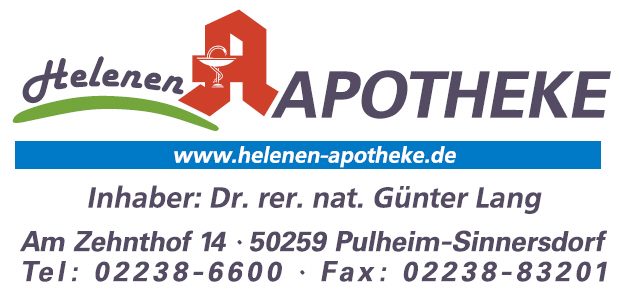 Werbeplakat der Helenen-Apotheke in Pulheim-Sinnersdorf